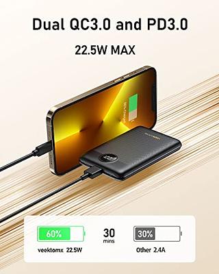 VEEKTOMX Mini Power Bank 10000mAh, 22.5W Fast Charging Small Portable  Charger with PD 3.0 & QC 3.0,USB C Slim Lightweight iPhone Charger, Dual  Output Compatible with iPhone, Samsung,Travel Must Haves - Yahoo