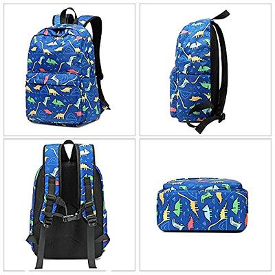 CAMTOP Backpack for Kids, Boys Preschool Backpack with Lunch Box Toddler Kindergarten School Bookbag Set (y025-2 Dinosaur-Dark Blue), Boy's, Size: 15