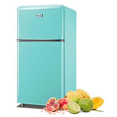 WANAI Compact Refrigerator - 2 Doors Small Refrigerator with Removable and  Adjustable Shelves, Low Noise, Retro Mini fridge with Freezer for Bedroom,  Drom, Apartment, Garage, Office , 3.2 Cu.Ft (Blue) 