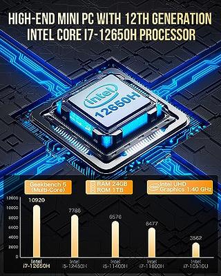 GMKtec Mini PC Intel Core i7-12650H 24GB DDR5 1TB SSD Desktop Gaming Mini  Computers Windows 11 Pro 4K, Type C, WiFi 6, BT 5.2, RJ45 1000M - Yahoo  Shopping