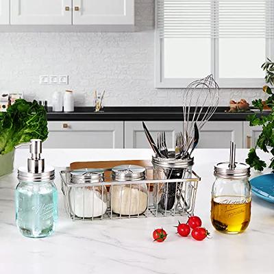 Mason Jar Kitchenware 17-Piece Set - Vintage Kitchen Accessories -  Measuring Cups & Spoons, Spoon Rest, Salt & Pepper Shakers, Sponge Holder,  Cookie
