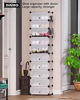 mDesign Vertical Fabric and Metal Standing Shoe Tower Rack & Organizer -  10-Tier Shoe Stand - Holds 20 Pairs of Mens, Womens and Kids Shoes, Easy