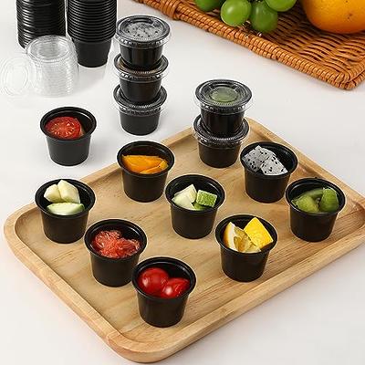 [130 Sets - 1 Oz ] Jello Shot Cups, Small Plastic Containers with Lids,  Airtight and Stackable Portion Cups, Salad Dressing Container, Dipping  Sauce