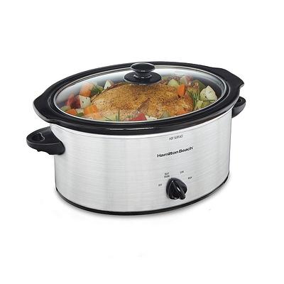 Hamilton Beach 6-Quart Black Oval Slow Cooker with Handles, Stay