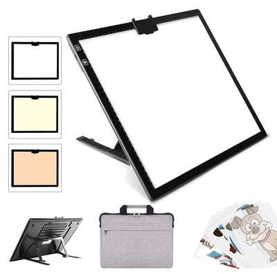 Rechargeable A4 LED Light Pad with Padded Case, YINGWOND Tracing Light Box  w/Riser Stands and Paper Clip, 6 Levels of Brightness, Type-c Cable