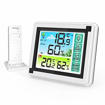 Urageuxy Digital Indoor Temperature Monitor Wireless Outdoor Thermometer  Sensor up to 300ft 24H Min Max Records Ideal for Patio Garden Room