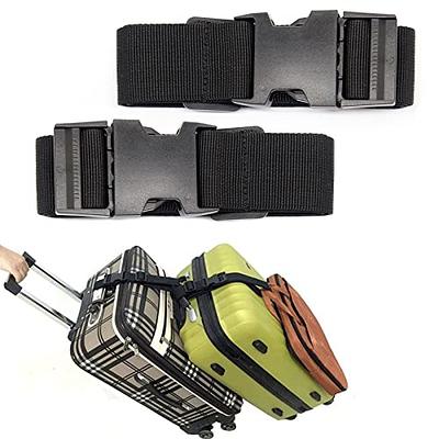 Luggage Straps,Two Add a Bag Suitcase Strap Belt,Adjustable Travel  Attachment Accessories for Connect Your Three Luggage Together - 2  Pack(Black)