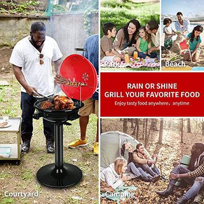 Electric BBQ Grill Techwood 15-Serving Indoor/Outdoor Electric Grill for  Indoor & Outdoor Use, Double Layer Design, Portable Removable Stand Grill,  1600W (Stand Red BBQ Grills)