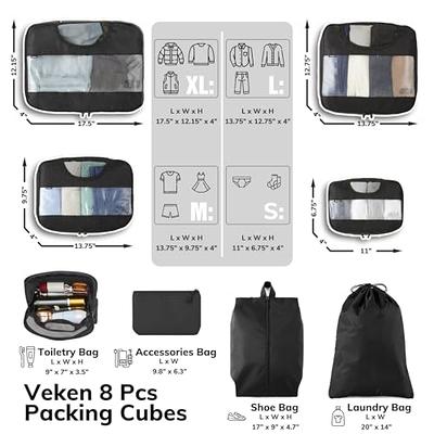 Veken 8 Set Packing Cubes for Suitcases, Travel Essentials for Carry on,  Luggage Organizer Bags Set for Travel Accessories in 4 Sizes (Extra Large,  Large, Medium, Small), Black - Yahoo Shopping