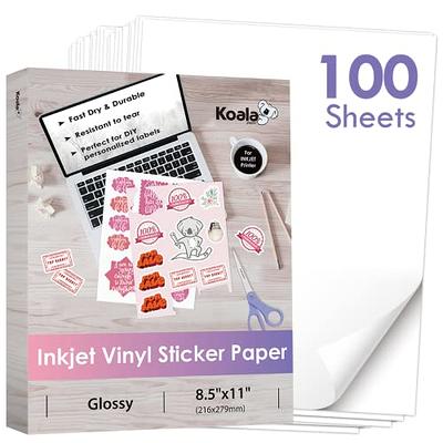 Lzerking Printable Vinyl Sticker Paper for Inkjet Printer 100 Sheets Matte  White Waterproof 8.5x11 Inches