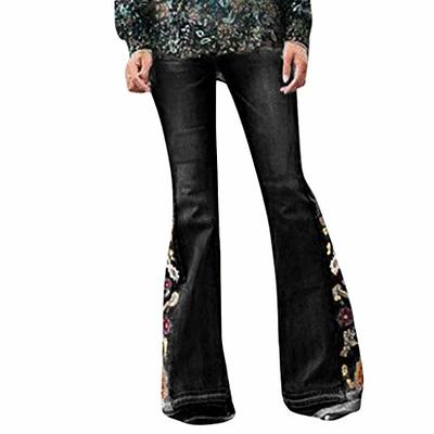 Womens High Waisted Bell Bottom Jeans Flared Denim Pants Embroidered  Stretch Wide Leg Jeans Bootcut Jeans for Women Jeans for Women High Waist  Mom Jeans High Waisted (Black,M) - Yahoo Shopping