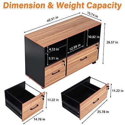 Wood File Cabinet, 2-Drawer Storage Cabinet for A4/Letter/Legal SizeBrown &  White