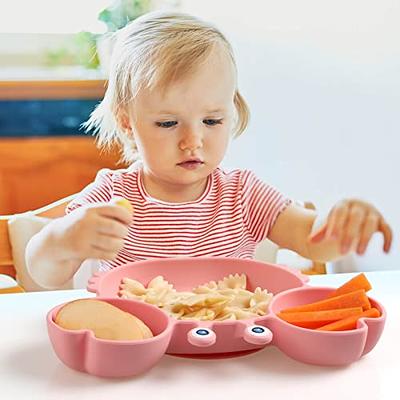 Avanchy Baby Bowls with Suction. Food Set for Babies Kids Toddler Boys Girl  + Travel Baby Silicone Spoon. Fits Feeding High Chair Table, Green