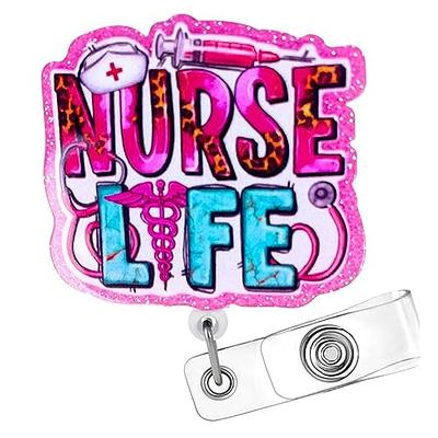 RN Nurse Badge Clips with Pink Sharpies, Nurse Badge Reel Accessory