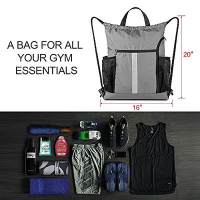 Backpack Bag, Waterproof Swimming Draw String Back Sack with Zip Pocket Gym  Cinch Tote Drawstring String Bags Sackpack Swim Bag for Men Women