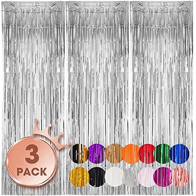 silver color Foil Fringe Curtain, Tinsel Metallic Curtains Photo Backdrop  Streamer Curtain for Wedding Engagement Bridal Shower Birthday Party