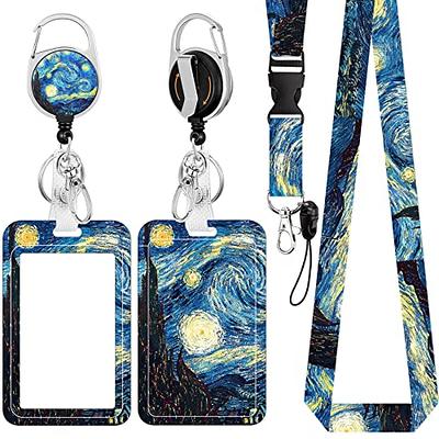 ID Badge Holder with Lanyard, Retractable Badge Reel with Swivel Belt Clip, Detachable  Lanyard Name Card Tag Vertical ID Protector Badge Reel for Nurse Doctor  Office Employees (Starry Night) - Yahoo Shopping