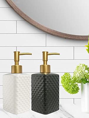 Gold Refillable Dish Soap Dispenser for Kitchen Sink,Hand Soap Dispenser  Bottle for Bathroom Countertop Sink, White Simple Modern Lotion Pump Bottle