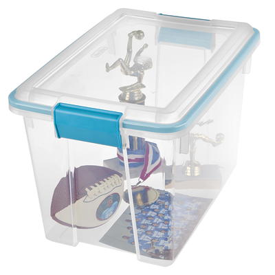 Sterilite Set of (6) 6 Qt. Storage Boxes Plastic, Blue Ash