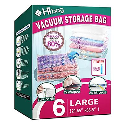 Hibag 6 Pack Vacuum Storage Bags for Clothes, Clothes Vacuum Bags Save 80%  Space, Work