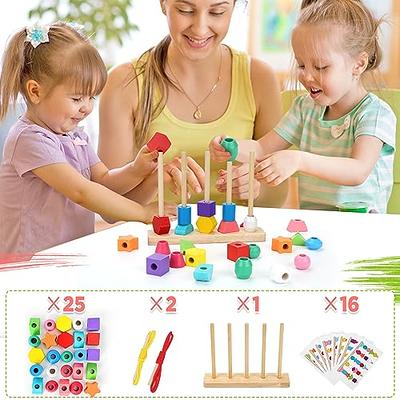 Fine Motor Skill Stacking Toys：Montessori Wooden Beads Sequencing &  Matching Shape Stacker - Toddler Learning Toys for 2 3 4 Year Old Boys  Girls Gift Ideas - Yahoo Shopping