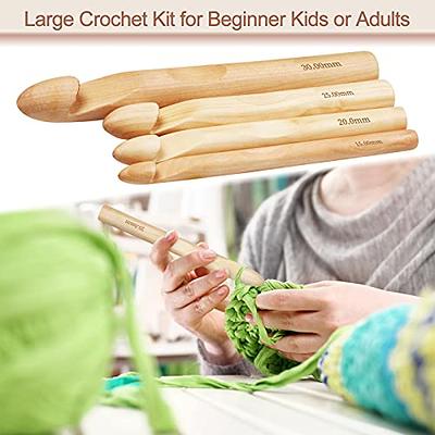 Wooden Handle Crochet Hook, Knit Craft Knitting Needle Weave Yarn Inline  Crochet Hooks for Beginner Crocheting Chunky Yarn 