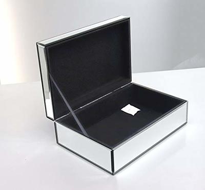 Black Acrylic Jewelry Box, Art Deco Mirrored Brass Tone Storage