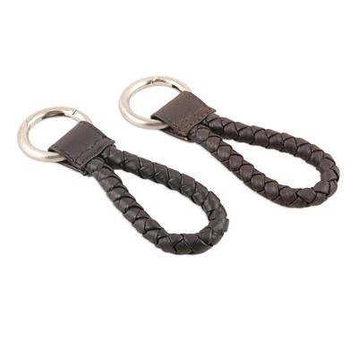 Classic Leather Keychain, Chocolate Brown