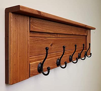 Wall Mount Shelf with Hooks Entryway Shelf with Storage Cabinets Coat Rack  Brown