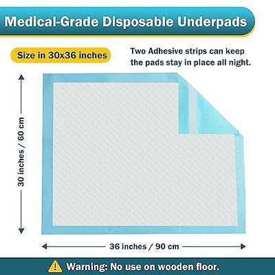 Bed Pads for Incontinence Disposable 30 x 36 [50-Count] Ultra Absorbent  Chux Pads with Adhesive Strips - Heavy-Duty Underpads 30x36 - Chucks Pads  Disposable Adult, Kids - X-Large Puppy Training Pads