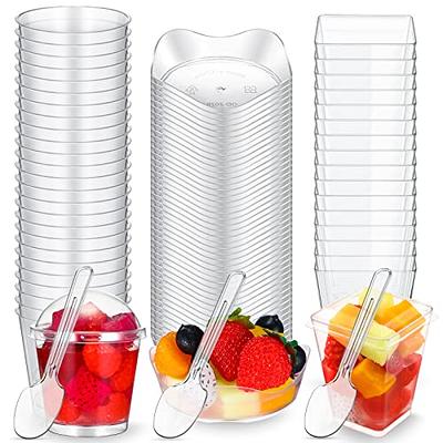 400 Sets 5.5 oz Plastic Portion Cups with Lids Disposable Snack Cups Small  Condiment Cups Clear Dessert Cups with Lids Pudding Cups Snack Containers