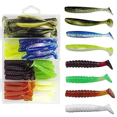 5 Pack Soft Plastic Baits Paddle Tail Shad Bass Lure Kit