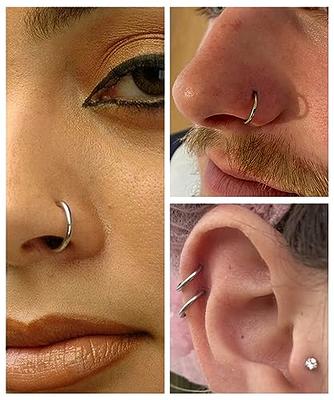 14K Gold Clicker Hinged Nose Ring Septum Hoop Double Lined CZ 16g 8mm Daith  Ear Tragus Cartilage Body Jewelry Piercing - Etsy