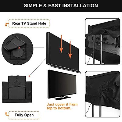 Outdoor TV Cover 39-40 Inch with Waterproof Zipper Velcro + Bottom Cover,  HOMEYA 600D Heavy