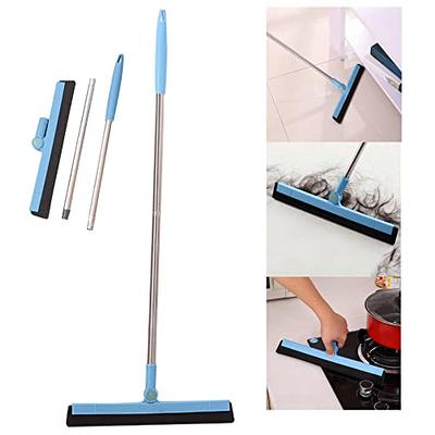eazer Floor Scrubber Brush, 2-in-1 Deck Scrubber Brush with Long Handle,  Soft & Hard Bristle Brush for Cleaning Concrete, Squeegee Broom for
