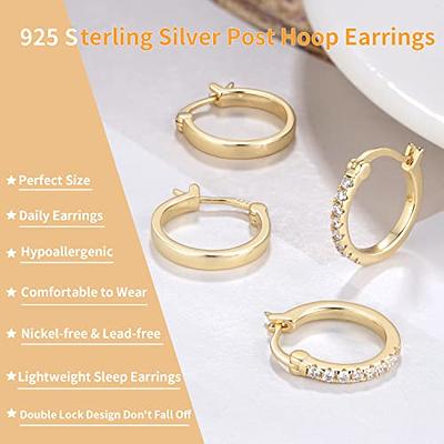 Small Hoops Daily Wear Diamond CZ .925 Sterling Silver Small