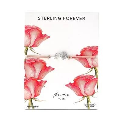 Sterling Forever Birth Flower Bracelet-[June/rose], Silver - Yahoo Shopping