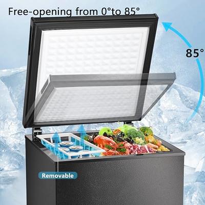 HOMCOM Compact Chest Freezer 3.5 Cubic Feet with Removable Basket, Mini Freezer with Single Door 7 Temperature Setting, Drain Hole for Apartment