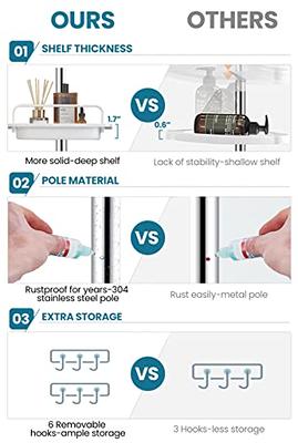 ALLZONE Rustproof Shower Caddy Corner for Bathroom,Bathtub Storage  Organizer for Shampoo Accessories,4 Tier Adjustable Shelves with Tension  Pole, 56