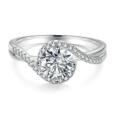 KRKC Moissanite Rings for Women, 0.5/1/1.5 CT Lab Created Diamond