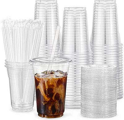 Fit Meal Prep [100 Pack 20 oz Clear Plastic Cups with Flat Lids, Disposable  Iced Coffee Cups, BPA Free Premium Crystal Smoothie Cup for Party, Lemonade  Stand, Cold Drinks, Juice, Milkshake 