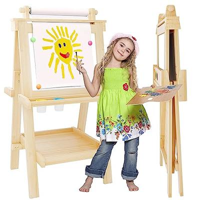 Skyelta Art Easel for Kids Ages 2-4 4-8 9-12,100+ Accessories,Magnetic  Chalkboard/Whiteboard,3-Level Height Adjustable,Gift & Art Supplies for Kids