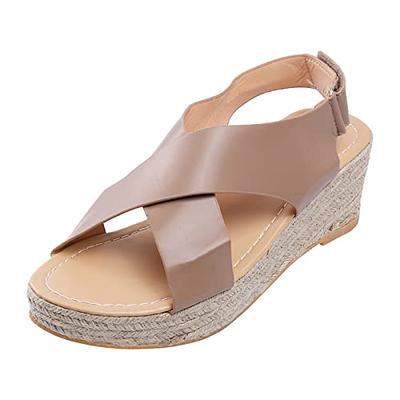 Amazon.com: Fashion Women Summer Weave Wedges Breathable Stripe Print Lace  Up Toe Sandals Comfortable Beach Shoes Wide Wedge Sandals for Women Wide  Width (Black, 9) : Clothing, Shoes & Jewelry