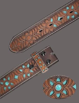 Topacc Western Belts for Womens Mens Cowgirl Cowboy Country Belts with Buckles for Jeans Pants Rodeo