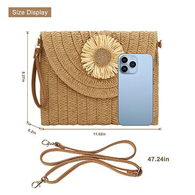 Aovtero Straw Clutch Purse Women Crossbody Bag Summer Beach