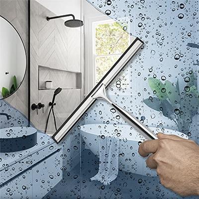Shower Squeegee for Shower Glass Door, 10-Inch Stainless Steel Squeegee for  Bathroom Doors Mirror Car Windows All-Purpose Squeegee with Matching Hooks  Holder, 1 Replacement Squeegee Blade - Yahoo Shopping