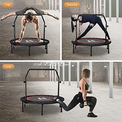 BCAN 40 Foldable Mini Trampoline, Fitness Rebounder with Adjustable Foam  Handle, Exercise Trampoline for Adults Indoor/Garden Workout Max Load  330lbs 