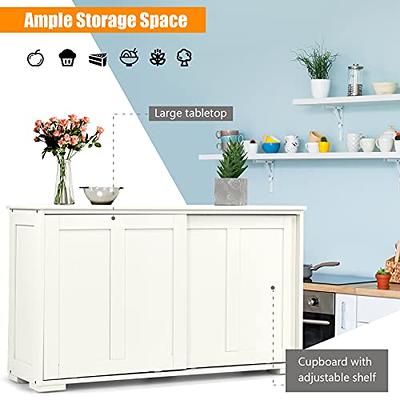 Modern Kitchen Sideboard, Stackable Storage Cabinet, Sliding Glass Door  Console, Cupboard Serving Buffet for Kitchen 