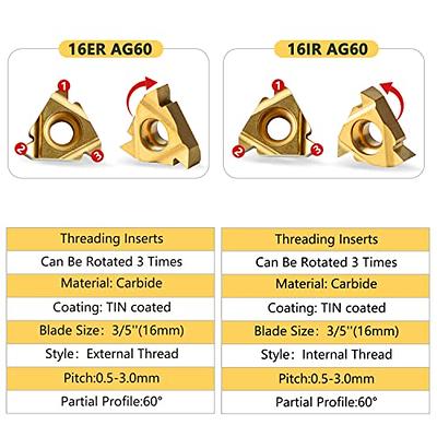 Lathe Internal Threading Tool SNR0013M16 Boring Bar Turning Tool Holder  with 10pcs 16IR AG60 Carbide Internal Threading Inserts (SNR0013M16 with  10pcs