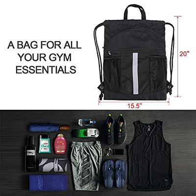 Upward Sports Drawstring Cinch Sack Bag Backpack With Media Pocket Black &  Gray
